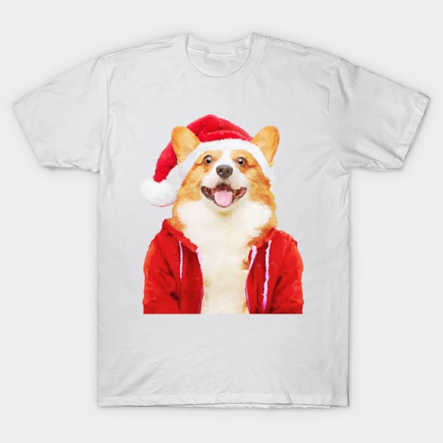 Corgi Santa Claus T-Shirt by DarkMaskedCats